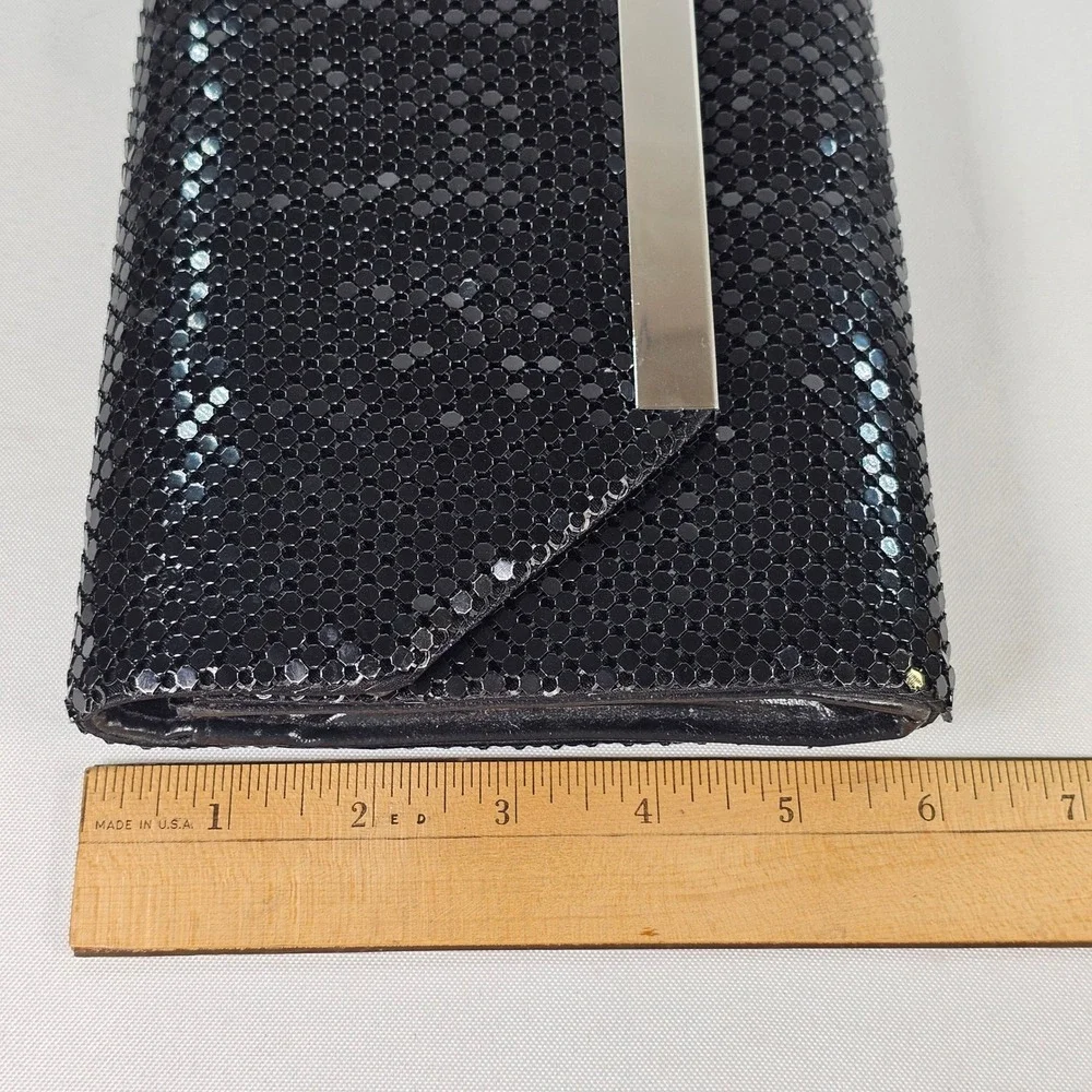 ALDO‎ Black Mesh Metal Tile Evening Clutch Bag with Chain Strap Silver Accent